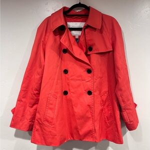 Large orange/red Coach short trench coat with belt!